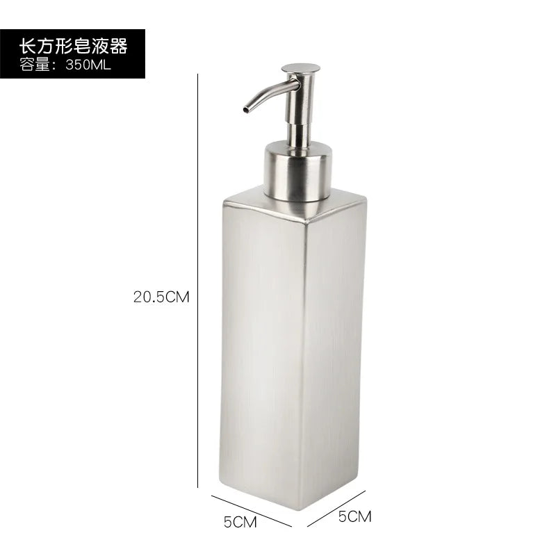 304 Stainless steel Liquid Soap dispenser Hand sanitizer Bottle  Bathroom Countertop press shampoo dispenser