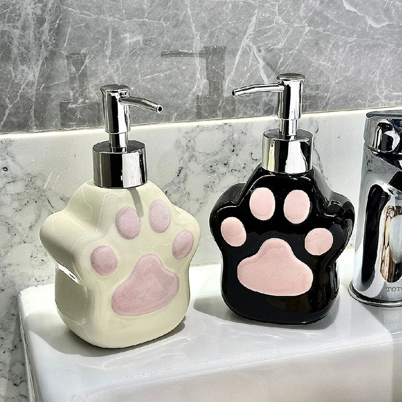Cute Cat's Paw Liquid Soap Dispenser Shower Gel Shampoo Ceramic Soap Dispenser Cat'spaw Soap Container Bathroom Accessories Gift