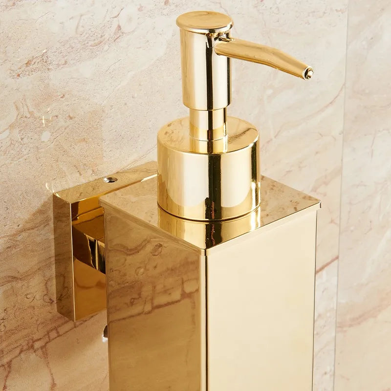 Liquid Soap Dispenser Bathroom Wall Mounted Gold Stainless Steel Shower Gel Detergent Shampoo Bottle For Kitchen Hotel Home
