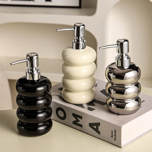 Nordic Ceramic Soap Dispenser Donut Lotion Bottle Shampoo Conditioner Body Wash Dispenser Toilet Bathroom Accessories